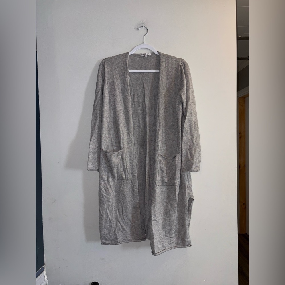 DKR & Company | Grey Long Cardigan with Side Slits